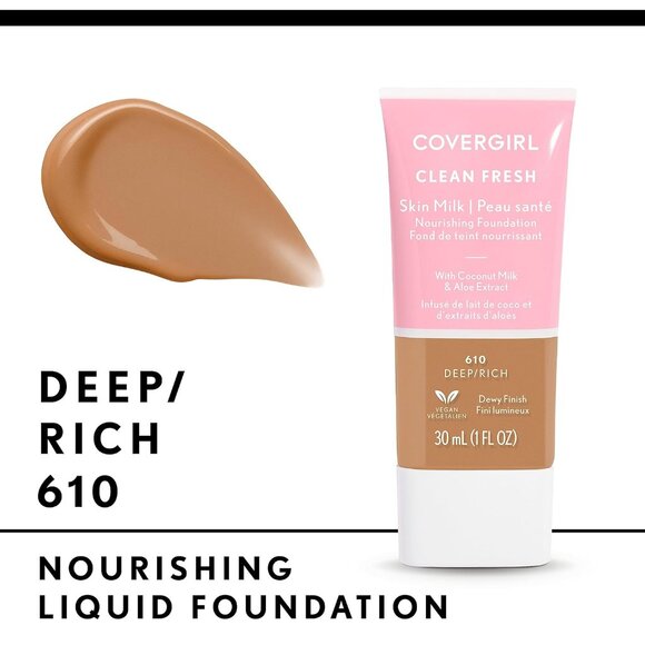 CoverGirl Clean Fresh Skin Milk Nourishing Foundation 610 Rich/Deep - Picture 1 of 4
